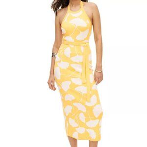 Women's Halter Tie Neck Yellow Sweaterknit Midi Dress - DVF for Target XXS